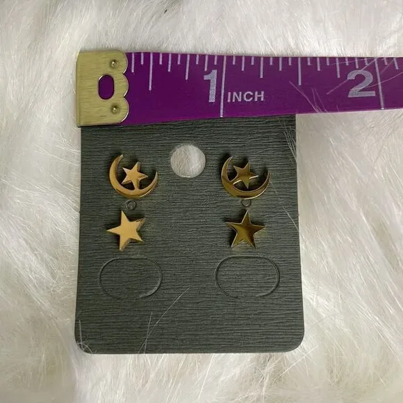 Celestial Moon and Stars Earring  Set - Picture 7 of 8